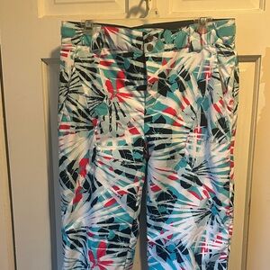 Spyder Kids Tropical Print Ski/Sniwboard Pants - Red, Blue, Black, White